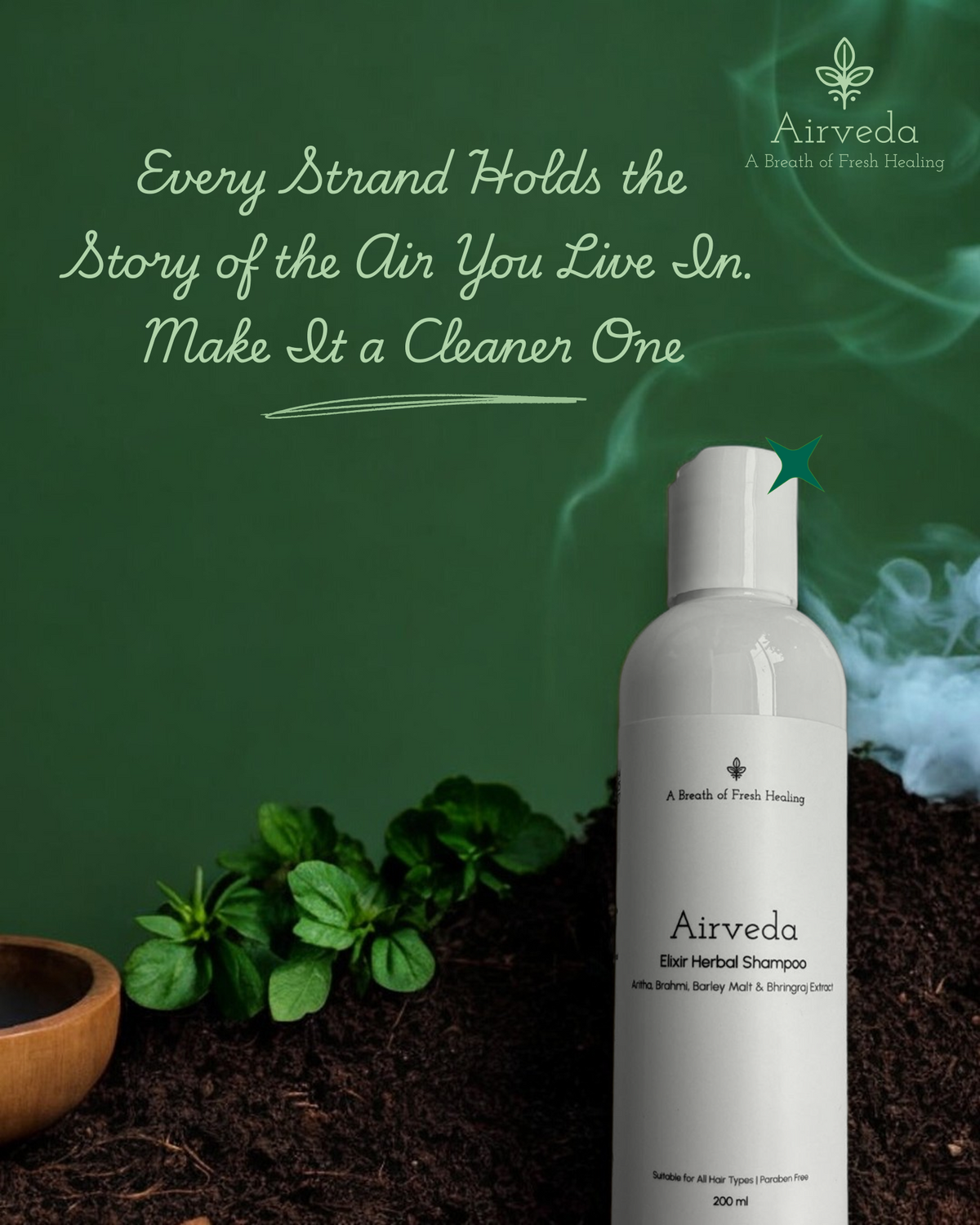 Elixir Herbal Shampoo 200ml -  Helps Hair against Air Pollution Damage, Protects Your Scalp, Reducing Hair Fall and promoting Thicker, Healthier Hair Growth.